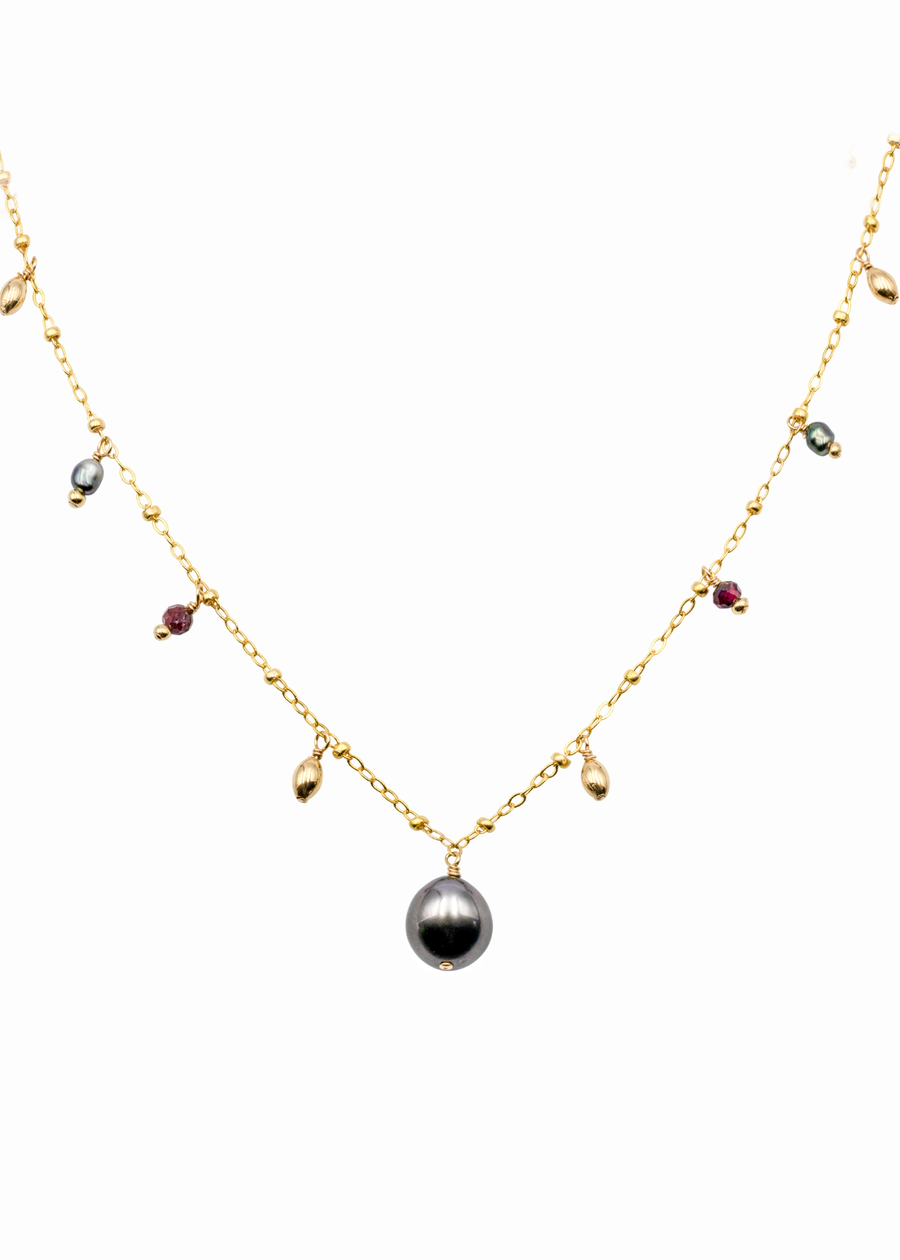 Garnet Charm Necklace