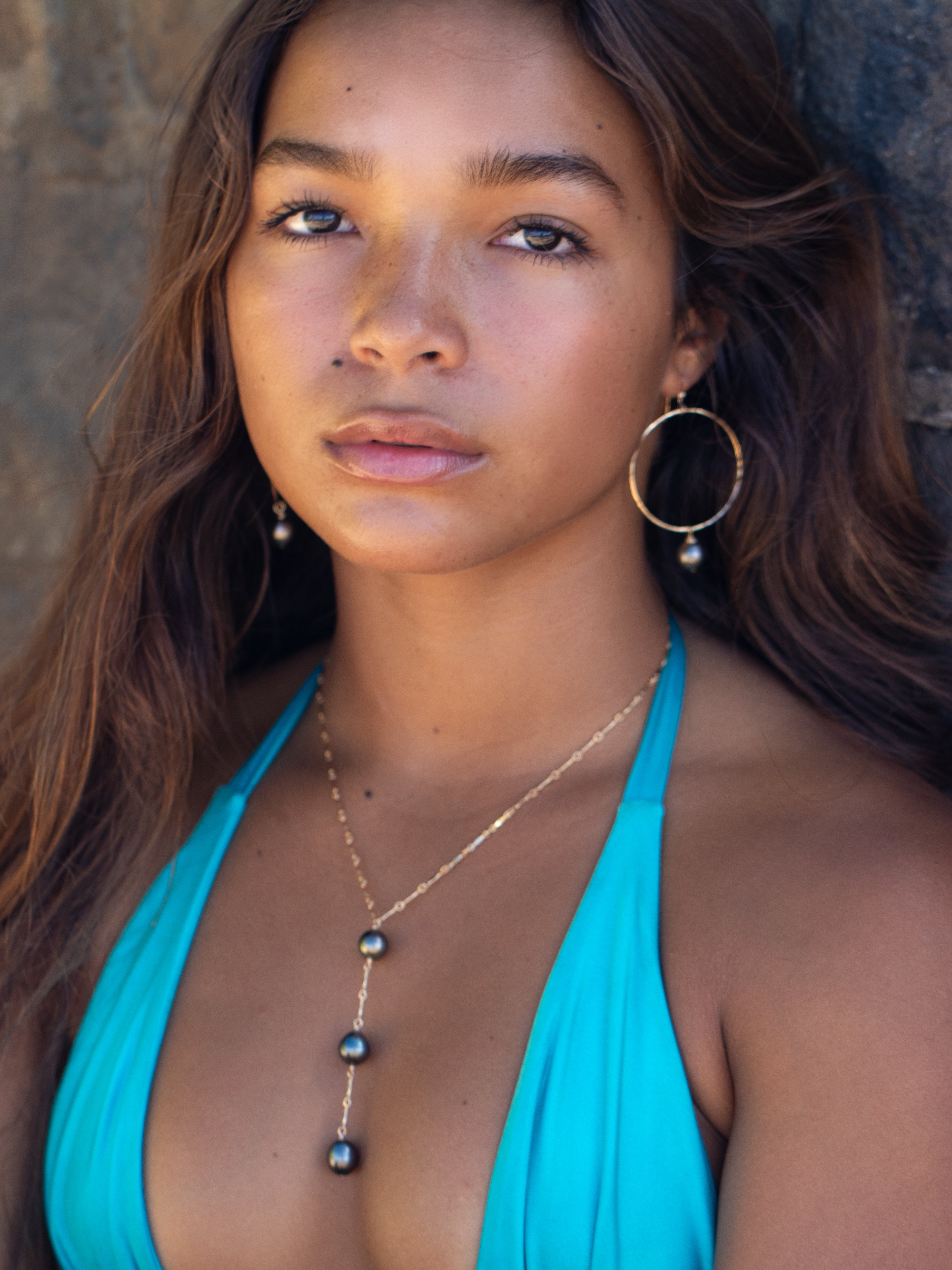 Triple Pearl Y Necklace