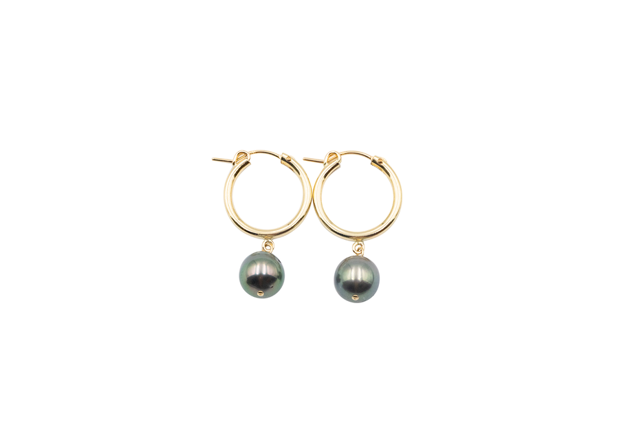 Tahitian Pearl Huggy Hoops